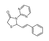 2-(2-phenylethenyl)-3-pyrimidin-2-yl-1,3-thiazolidin-4-one结构式