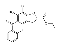ethyl 7-chloro-2,3-dihydro-5-(o-fluorobenzoyl)-6-hydroxybenzofuran-2-carboxylate Structure
