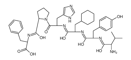 (2S)-2-[[(2S)-1-[(2S)-2-[[(2S)-2-[[(2S)-2-[[(2S)-2-amino-3-methylbutanoyl]amino]-3-(4-hydroxyphenyl)propanoyl]amino]-3-cyclohexylpropanoyl]amino]-3-(1H-imidazol-5-yl)propanoyl]pyrrolidine-2-carbonyl]amino]-3-phenylpropanoic acid Structure