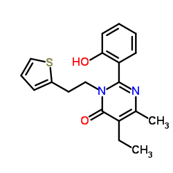 5-Ethyl-2-(2-hydroxyphenyl)-6-methyl-3-[2-(2-thienyl)ethyl]-4(3H)-pyrimidinone Structure