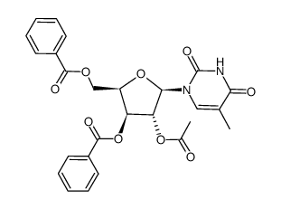 1-(2-O-acetyl-3,5-di-O-benzoyl-β-D-xylofuranosyl)thymine结构式
