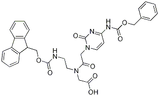 甘氨酸, N-[2-[[(9H-芴-9-基甲氧基)羰基]氨基]乙基]-N-[[2-氧代-4-[[(苯基甲氧基)羰基]氨基]-1(2H)-嘧啶基]乙酰基]-结构式