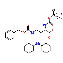 (S)-4-(((苄氧基)羰基)氨基)-2-((叔丁氧羰基)氨基)丁酸二环己胺盐结构式