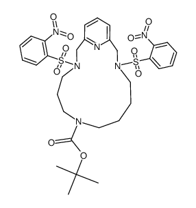 tert-butyl 3,12-bis((2-nitrophenyl)sulfonyl)-3,7,12-triaza-1(2,6)-pyridinacyclotridecaphane-7-carboxylate结构式