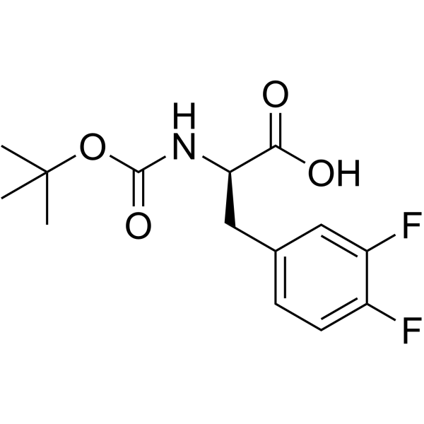 N-(叔丁氧羰基)-3,4-二氟-D-苯丙氨酸结构式