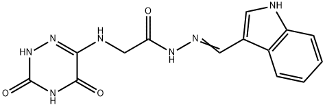 (E)-N'-((1H-indol-3-yl)methylene)-2-((3,5-dihydroxy-1,2,4-triazin-6-yl)amino)acetohydrazide Structure