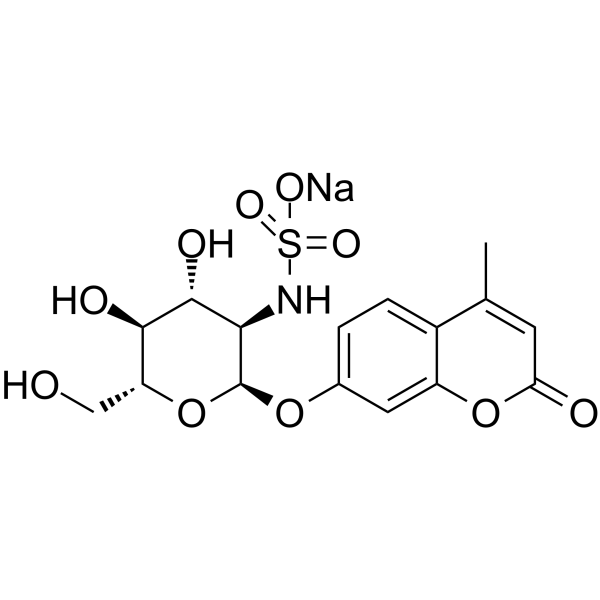 4-Methylumbelliferyl 2-Sulfamino-2-deoxy-α-D-glucopyranoside Sodium Salt Structure