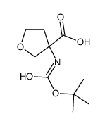 3-((叔丁氧基羰基)氨基)四氢呋喃-3-羧酸结构式