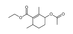 3-Acetoxy-2,6-dimethyl-cyclohex-1-enecarboxylic acid ethyl ester结构式