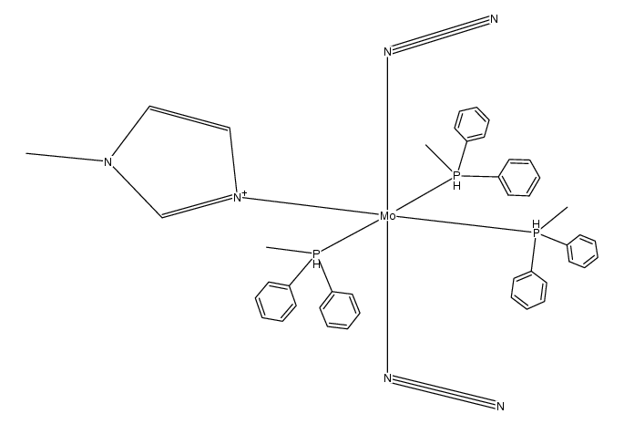 Mo(N2)2(N-methylimidazole)(PMePh2)3结构式