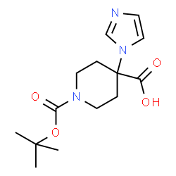 1-(叔-丁氧羰基)-4-(1H-咪唑-1-基)哌啶-4-羧酸结构式