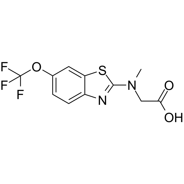 N-甲基-N-[6-(三氟甲氧基)-1,3-苯并噻唑-2-基]甘氨酸结构式