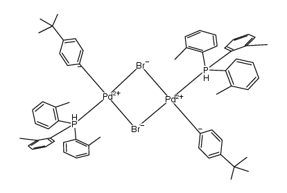 (Pd[P(o-tolyl)3](4-(t)Bu-C6H4)(μ-Br))2结构式