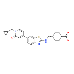 (1r,4r)-4-(((6-(1-(Cyclopropylmethyl)-2-oxo-1,2-dihydropyridin-4-yl)benzo[d]thiazol-2-yl)amino)methyl)cyclohexane-1-carboxylicacid Structure