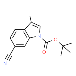 6-氰基-3-碘-1H-吲哚-1-羧酸叔丁酯结构式