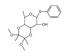苯基3,4-O-(2,3-二甲氧基丁烷-2,3-二基)-1-硫代-α-L-鼠李糖吡喃糖苷结构式