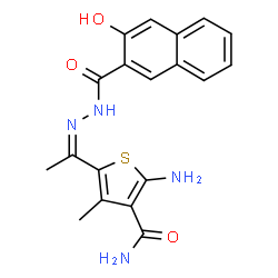 2-AMINO-5-(1-[(3-HYDROXY-NAPHTHALENE-2-CARBONYL)-HYDRAZONO]-ETHYL)-4-METHYL-THIOPHENE-3-CARBOXYLIC ACID AMIDE结构式