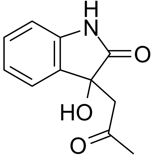 1,3-二氢-3-羟基-3-(2-氧代丙基)-2H-吲哚-2-酮结构式
