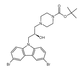 (R)-4-[3-(3,6-Dibromocarbazol-9-yl)-2-hydroxy-propyl]-piperazine-1-carboxylic tert-butyl ester结构式
