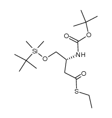 (R)-S-ethyl 3-((tert-butoxycarbonyl)amino)-4-((tert-butyldimethylsilyl)oxy)butanethioate结构式