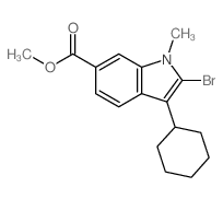 2-溴-3-环己基-1-甲基-1H-吲哚-6-羧酸甲酯结构式