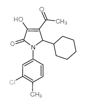 4-乙酰基-1-(3-氯-4-甲基苯基)-5-环己基-1,5-二氢-3-羟基-2H-吡咯-2-酮结构式