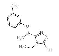 4-乙基-5-[1-(3-甲基苯氧基)乙基]-4H-1,2,4-噻唑-3-硫醇结构式