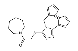 1H-Azepine,1-[[[5-(2-furanyl)-4-(2-furanylmethyl)-4H-1,2,4-triazol-3-yl]thio]acetyl]hexahydro-(9CI) Structure