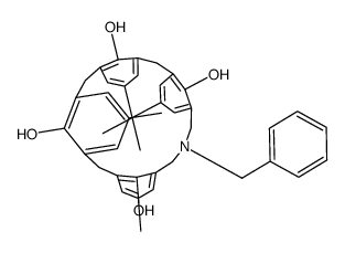 9-benzyl-15,35,55,75-tetramethyl-9-aza-1,3,5,7(1,3)-tetrabenzenacyclodecaphane-12,32,52,72-tetraol Structure