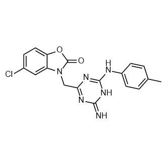 3-({4-Amino-6-[(4-methylphenyl)amino]-1,3,5-triazin-2-yl}methyl)-5-chloro-1,3-benzoxazol-2(3H)-one Structure