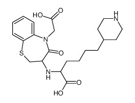 2-[[5-(carboxymethyl)-4-oxo-2,3-dihydro-1,5-benzothiazepin-3-yl]amino]-6-piperidin-4-ylhexanoic acid Structure