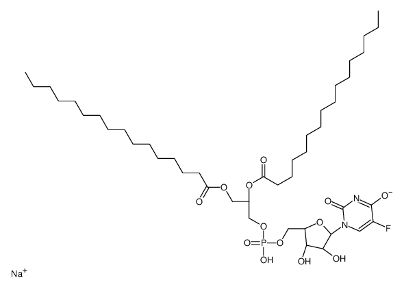 sodium,[(2R)-2,3-di(hexadecanoyloxy)propyl] [(2R,3S,4R,5R)-5-(5-fluoro-2,4-dioxopyrimidin-1-yl)-3,4-dihydroxyoxolan-2-yl]methyl phosphate结构式
