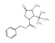 (S)-(-)-1-(苄氧基羰基)-2-叔-丁基-3-甲基-4-咪唑烷酮结构式