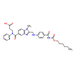 3-(2-(((4-(((Hexyloxy)Carbonyl)Carbamoyl)Phenyl)Amino)Methyl)-1-Methyl-N-(Pyridin-2-Yl)-1H-Benzo[D]Imidazole-5-Carboxamido)Propanoic Acid structure
