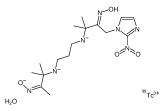 hydron,[(3E)-2-methyl-4-(2-nitroimidazol-1-yl)-3-oxidoiminobutan-2-yl]-[3-[(3E)-2-methyl-3-oxidoiminobutan-2-yl]azanidylpropyl]azanide,oxotechnetium-99(3+)结构式
