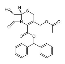 (6R)-3-acetoxymethyl-7t-hydroxy-8-oxo-(6rH)-5-thia-1-aza-bicyclo[4.2.0]oct-2-ene-2-carboxylic acid benzhydryl ester结构式
