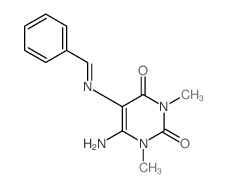 6-amino-5-(benzylideneamino)-1,3-dimethyl-pyrimidine-2,4-dione Structure
