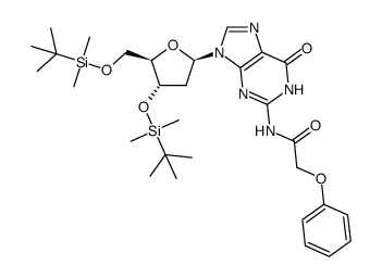 3',5'-O-bis(tert-butyldimethylsilyl)-2-N-phenoxyacetyldeoxyguanosine Structure