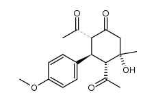 1,1'-((2R,3R,4S)-4-hydroxy-2-(4-methoxyphenyl)-4-methyl-6-oxocyclohexane-1,3-diyl)diethanone Structure
