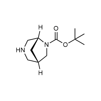 (1S,5R)-叔丁基3,6-二氮杂环[3.2.1]辛烷-6-羧酸酯结构式