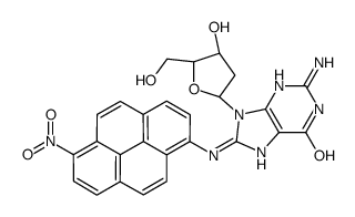 2-amino-9-[(2R,4S,5R)-4-hydroxy-5-(hydroxymethyl)oxolan-2-yl]-8-[(6-nitropyren-1-yl)amino]-3H-purin-6-one Structure