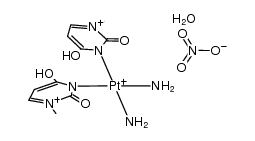 cis-{(NH3)2 platinum(II)(1-methyluracil(1-))(1-methyluracil)}NO3*2H2O Structure