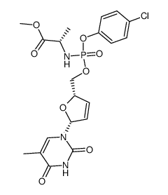 2',3'-didehydro-2',3'-dideoxythymidine 5'-(4-chlorophenyl (methoxyalaninyl)phosphate) Structure