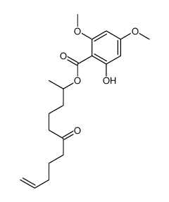 rac 2-羟基-4,6-二甲氧基-苯甲酸1-甲基-5-氧代-9-癸烯-1-基酯-d6结构式