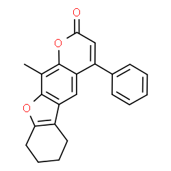 11-methyl-4-phenyl-6,7,8,9-tetrahydro-[1]benzofuro[3,2-g]chromen-2-one结构式