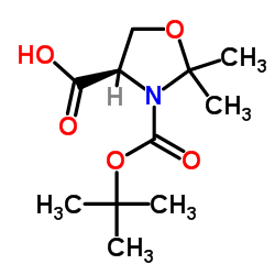 (R)-3-(叔丁氧羰基)-2,2-二甲基恶唑烷-4-羧酸结构式