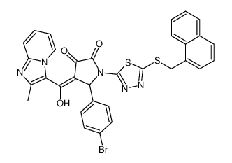 5-(4-bromophenyl)-4-[hydroxy-(2-methylimidazo[1,2-a]pyridin-3-yl)methylidene]-1-[5-(naphthalen-1-ylmethylsulfanyl)-1,3,4-thiadiazol-2-yl]pyrrolidine-2,3-dione Structure