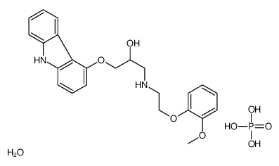 1-(9H-carbazol-4-yloxy)-3-[2-(2-methoxyphenoxy)ethylamino]propan-2-ol,phosphoric acid,hydrate Structure