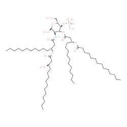 2-Deoxy-2-[(R)-3-[(R)-3-hydroxytetradecanoyloxy]tetradecanoylamino]-3-O-[(R)-3-(tetradecanoyloxy)tetradecanoyl]-α-D-glucopyranose 4-phosphoric acid Structure