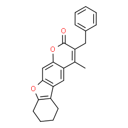 3-benzyl-4-methyl-6,7,8,9-tetrahydro-[1]benzofuro[3,2-g]chromen-2-one Structure